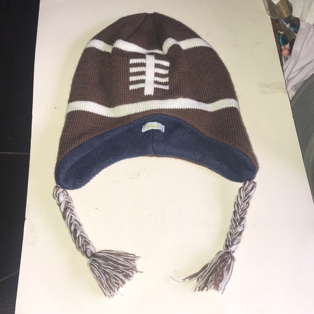 Boy’s Knit Football Beanie with Tassels